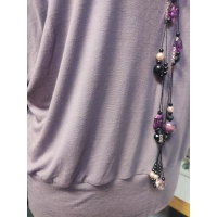 Dzianinowa bluzka z długim rękawem KIMONO i golfem - mocca